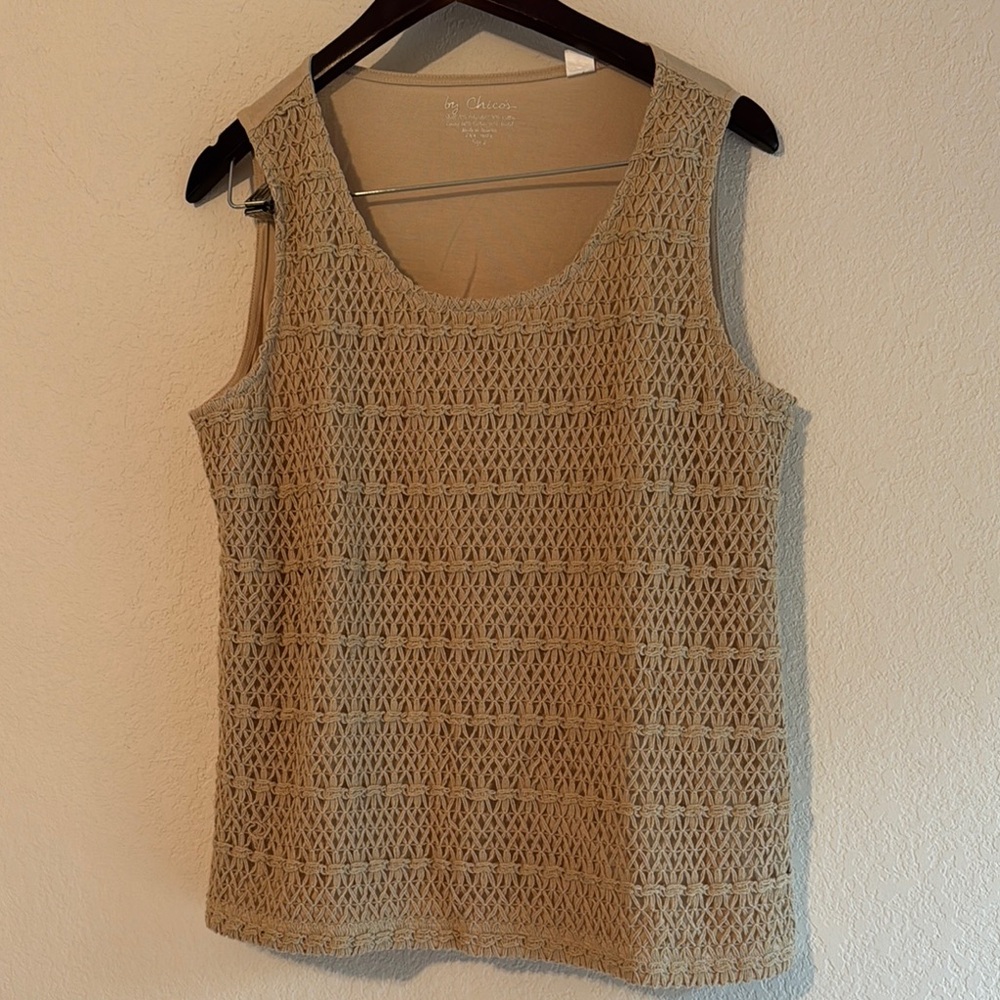 Chico's Tan Sleeveless Cropped Tank Top